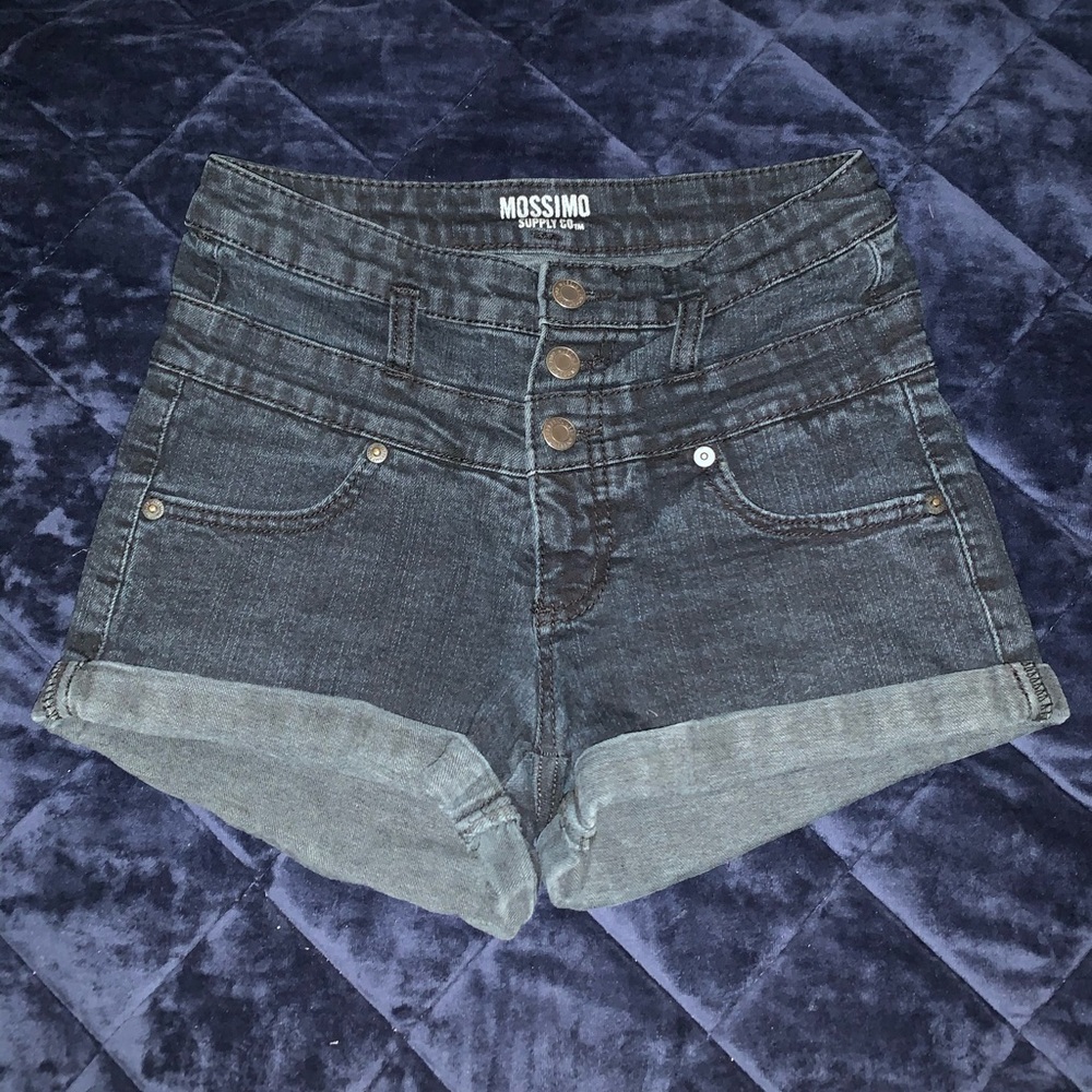 Black High Rise Jean Shorts